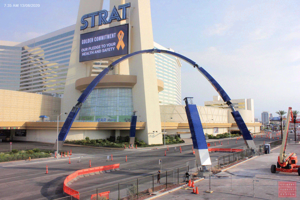 Las Vegas installs downtown Gateway Arches landmark - Los Angeles